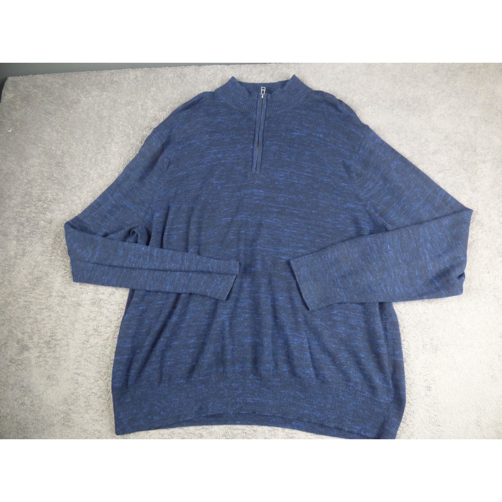 Bonobos  Quarter Zip Sweater Mens 3XL Blue Space Dye Cotton Cashmere Standard